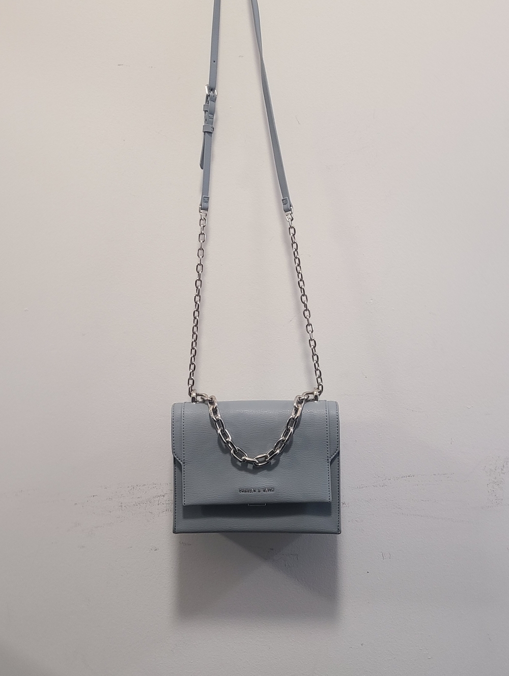 Charles & Keith Light Blue Brennan Chain-Detail Crossbody Bag